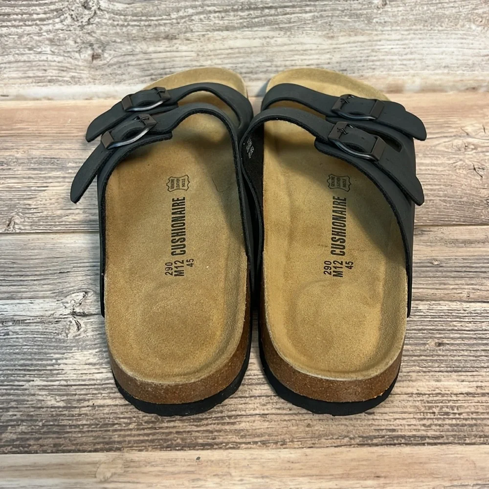 Cushionaire Lane Men's Cork Footbed Sandal Black Nubeck New! C7